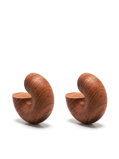 Shop Uncommon Matters Beam Chunky Wood Earrings In Brown