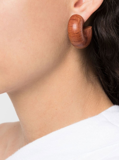 Shop Uncommon Matters Beam Chunky Wood Earrings In Brown