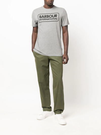 Shop Barbour International Logo-print T-shirt In Grey
