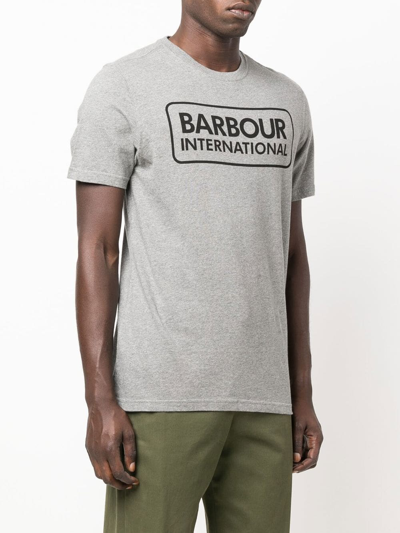 Shop Barbour International Logo-print T-shirt In Grey