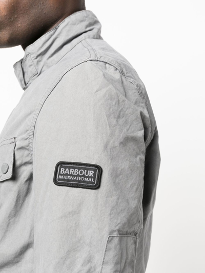 Shop Barbour International Logo-patch Lightweight Jacket In Grey