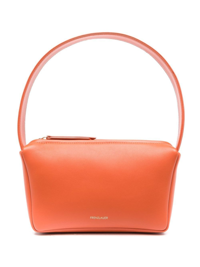 Shop Frenzlauer Engraved-logo Leather Tote In Orange