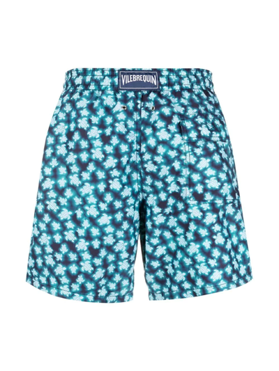 Shop Vilebrequin Turtle-print Swim Shorts In Blue