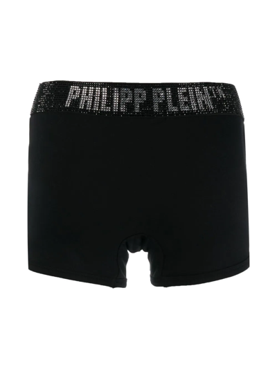 Shop Philipp Plein Stones Rhinestone-logo Boxers In Black