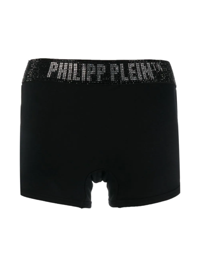 Philipp Plein Stones Rhinestone-logo Boxers In Black