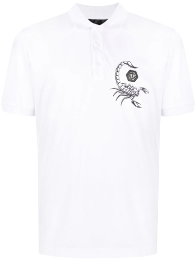 Shop Philipp Plein Short Sleeve Polo Shirt In White