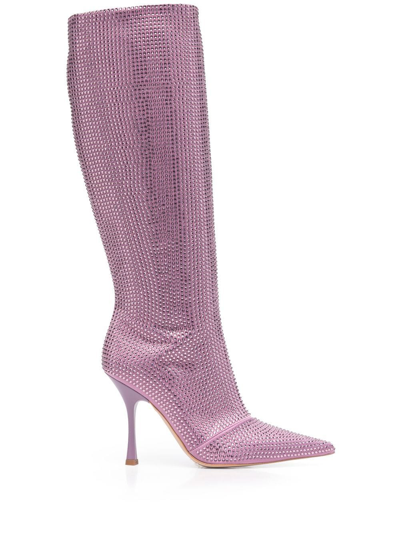 Shop Liu •jo Pointed Knee-length Boots In Purple