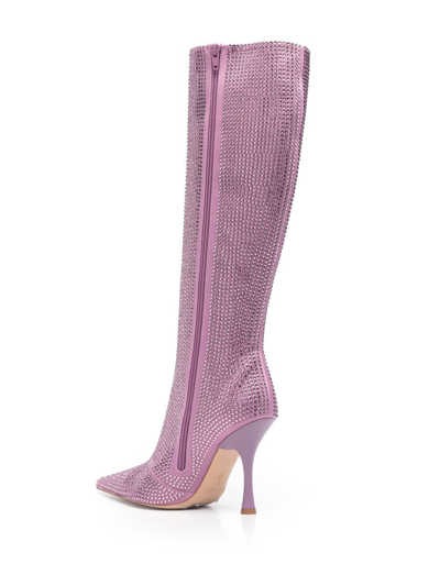 Shop Liu •jo Pointed Knee-length Boots In Purple
