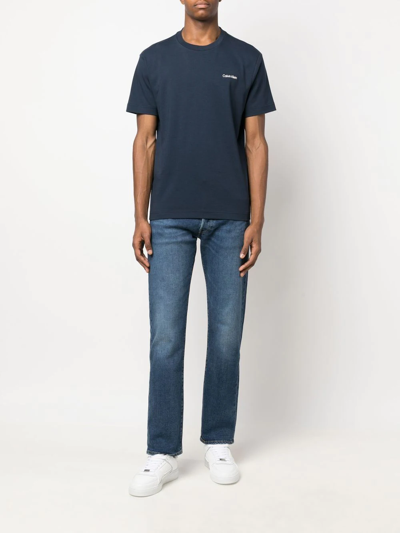 Shop Calvin Klein Micro-logo T-shirt In Blue