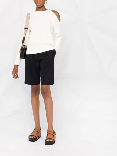 Michael Michael Kors Cold-shoulder Ribbed Jumper In White