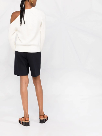 Michael Michael Kors Cold-shoulder Ribbed Jumper In White