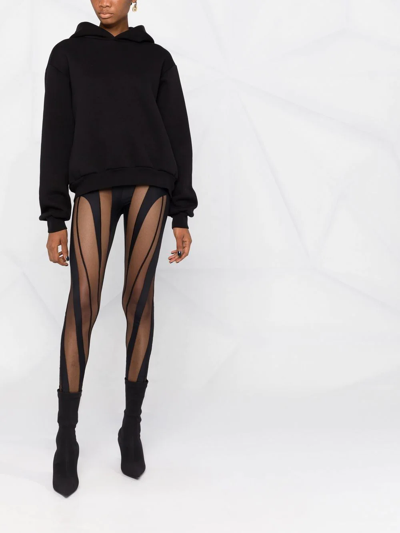 Shop Mugler Sheer-panelled Leggings In Black