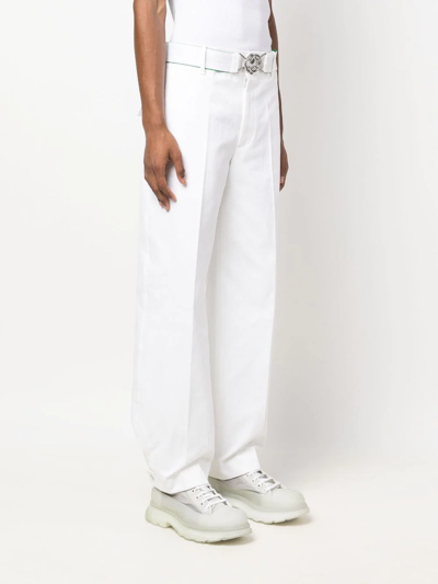 Shop Bottega Veneta Belted Straight-leg Trousers In White