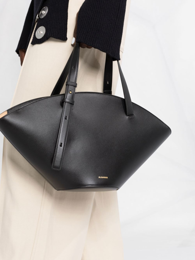 Jil Sander Sombrero Brand-print Leather Tote Bag In Black