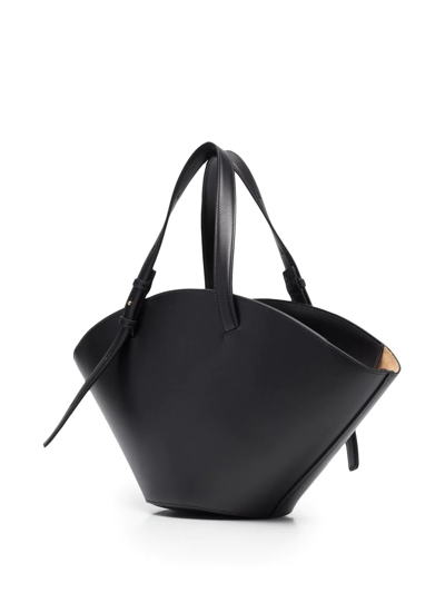 Jil Sander Sombrero Brand-print Leather Tote Bag In Black