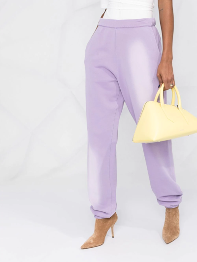 Shop Attico Bleach-effect Slim Track Pants In Purple