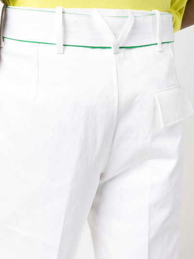 Shop Bottega Veneta Belted Straight-leg Trousers In White