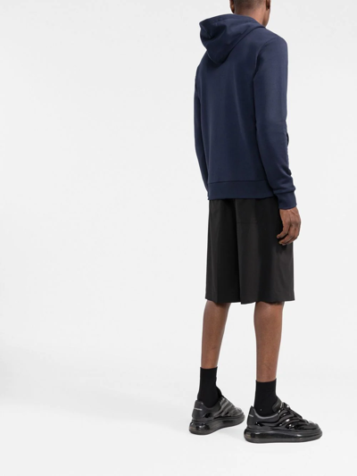 Balmain Zipped Flock Hoodie In Blue