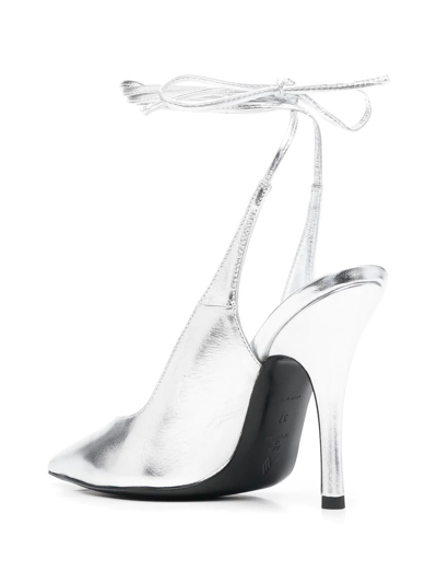 Attico 105mm Venus Metallic Leather Pumps In Silver