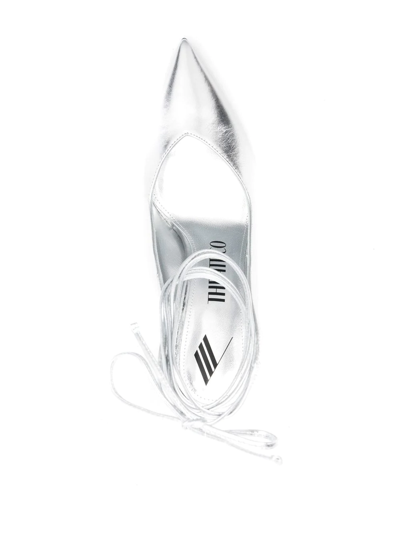 Attico 105mm Venus Metallic Leather Pumps In Silver
