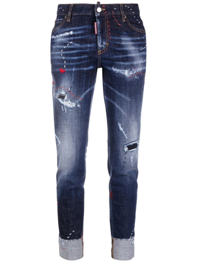Shop Dsquared2 Distressed-finish Skinny Jeans In Blue