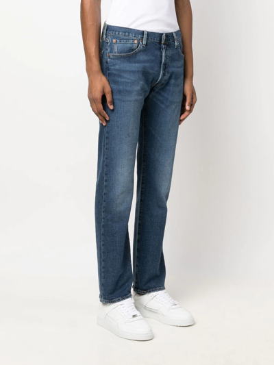 Shop Levi's 501 Mid-wash Straight-leg Jeans In Blue