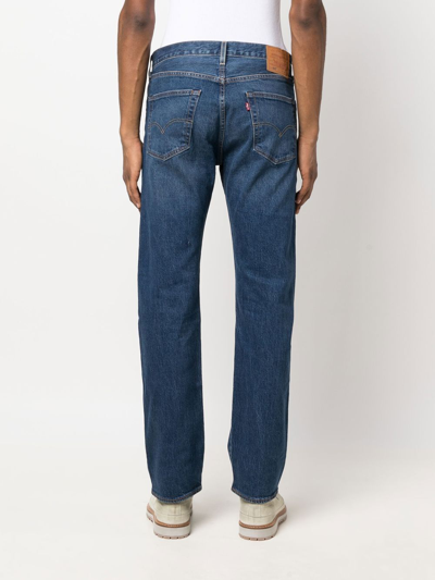 Shop Levi's 501 Dark-wash Straight-leg Jeans In Blue