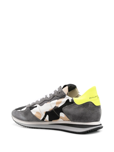 Shop Philippe Model Paris Logo-patch Camouflage-print Sneakers In Grey