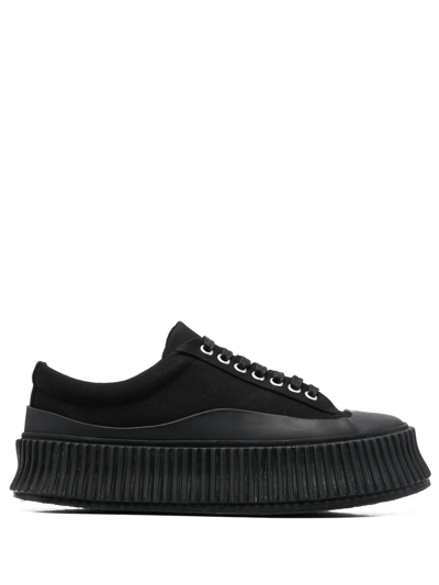 Jil Sander Canvas Low-top Chunky Sneakers In Black