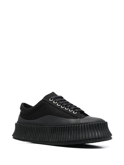 Jil Sander Canvas Low-top Chunky Sneakers In Black