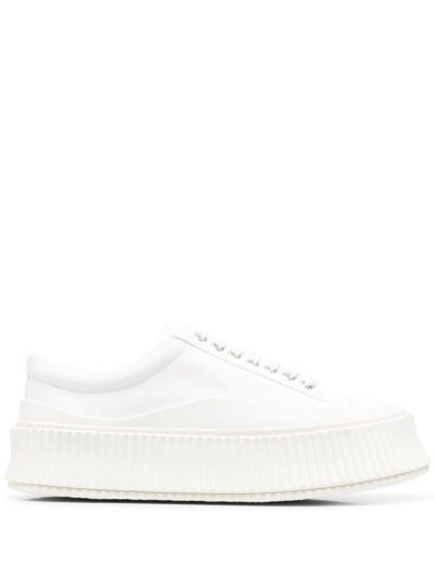 Shop Jil Sander Round-toe Lace-up Sneakers In White