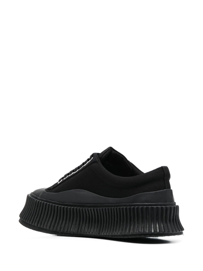 Jil Sander Canvas Low-top Chunky Sneakers In Black