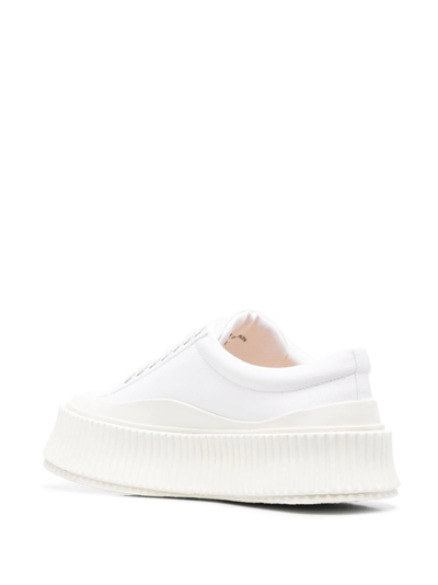 Shop Jil Sander Round-toe Lace-up Sneakers In White