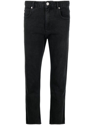 Shop Isabel Marant Étoile Mid-rise Slim-fit Trousers In Black
