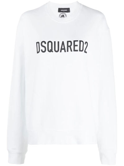 Dsquared2 Logo-print Cotton Sweatshirt In White
