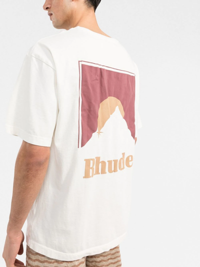 Shop Rhude Logo-print Cotton T-shirt In White