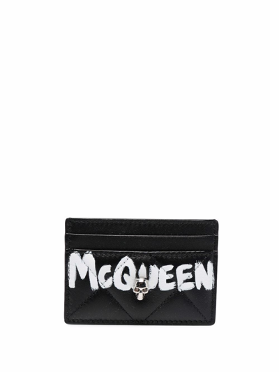Shop Alexander Mcqueen Women's Black Leather Card Holder