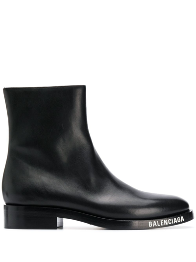 Shop Balenciaga Men's Black Leather Ankle Boots