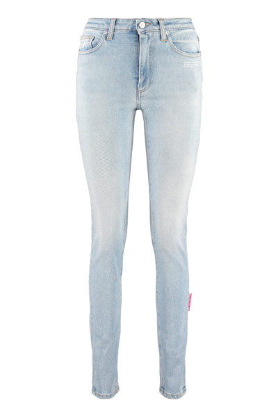 Shop Off-white Skinny Jeans In Azzurro