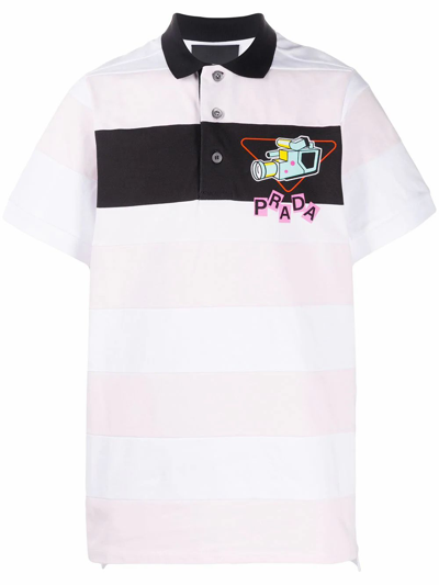 Shop Prada Men's Pink Cotton Polo Shirt