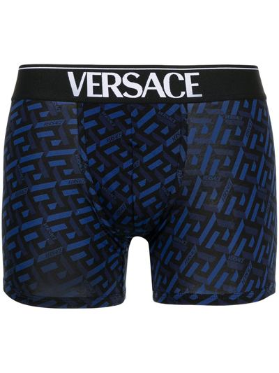Shop Versace Men's Blue Cotton Boxer