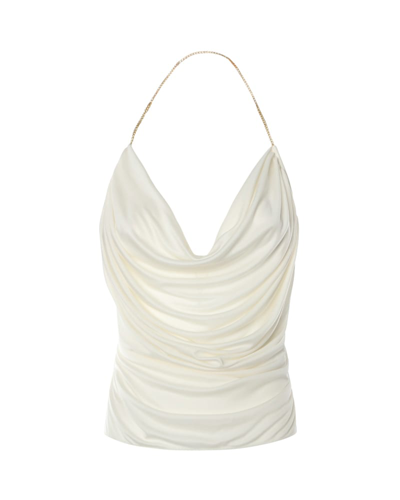 Shop Loewe Draped Silk Top In White