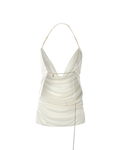 Shop Loewe Draped Silk Top In White