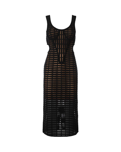 Shop Genny Stretch Knit Dress With Cut-out Details In Black