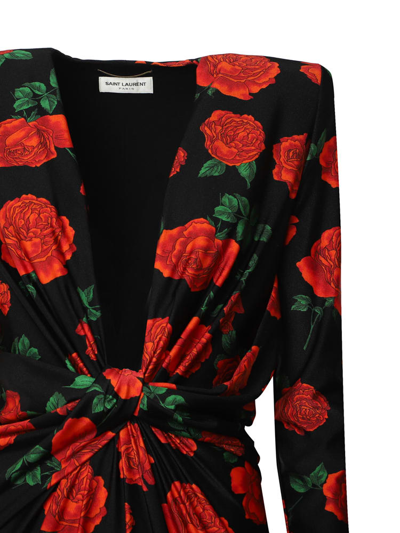 Shop Saint Laurent Jersey Jumpsuit With All-over Floral Print In Black