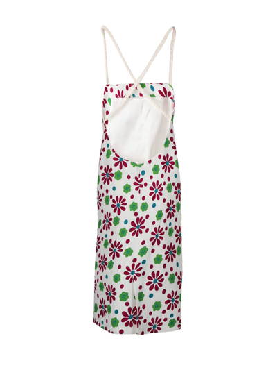 Shop Saint Laurent Midi Dress With All-over Floral Pattern In White