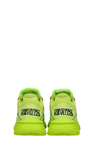 Shop Versace Trigreca Sneakers In Green Leather