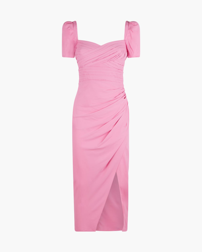 Shop Self-portrait Iris Midi Dress In Pop Pink