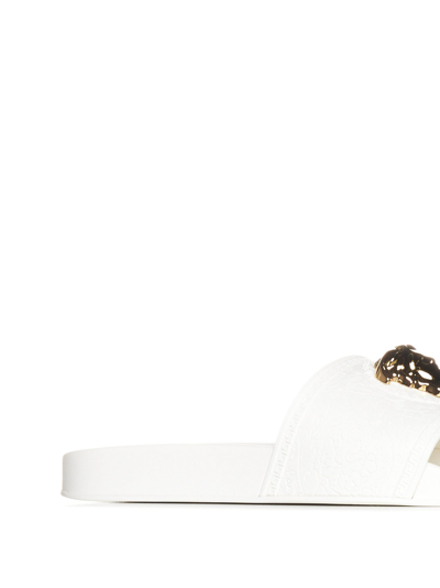 Shop Versace Flat Shoes In Bianco Oro