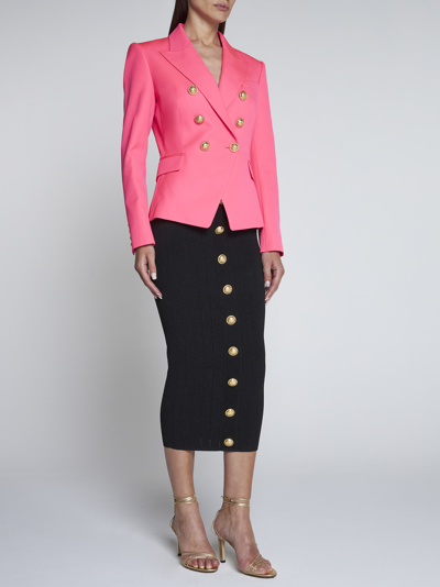 Shop Balmain Blazer In Rose Fuchsia